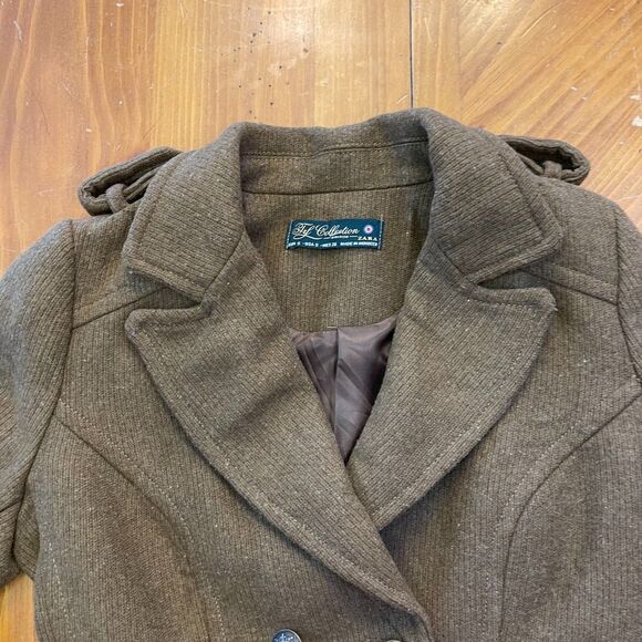 ZARA TRF British Collection Wool Military Peacoat Jacket S Preppy Academia - Picture 2 of 14